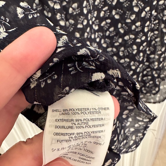 Navy floral sheer JCrew blouse. Size Petite Large. - Picture 4 of 4